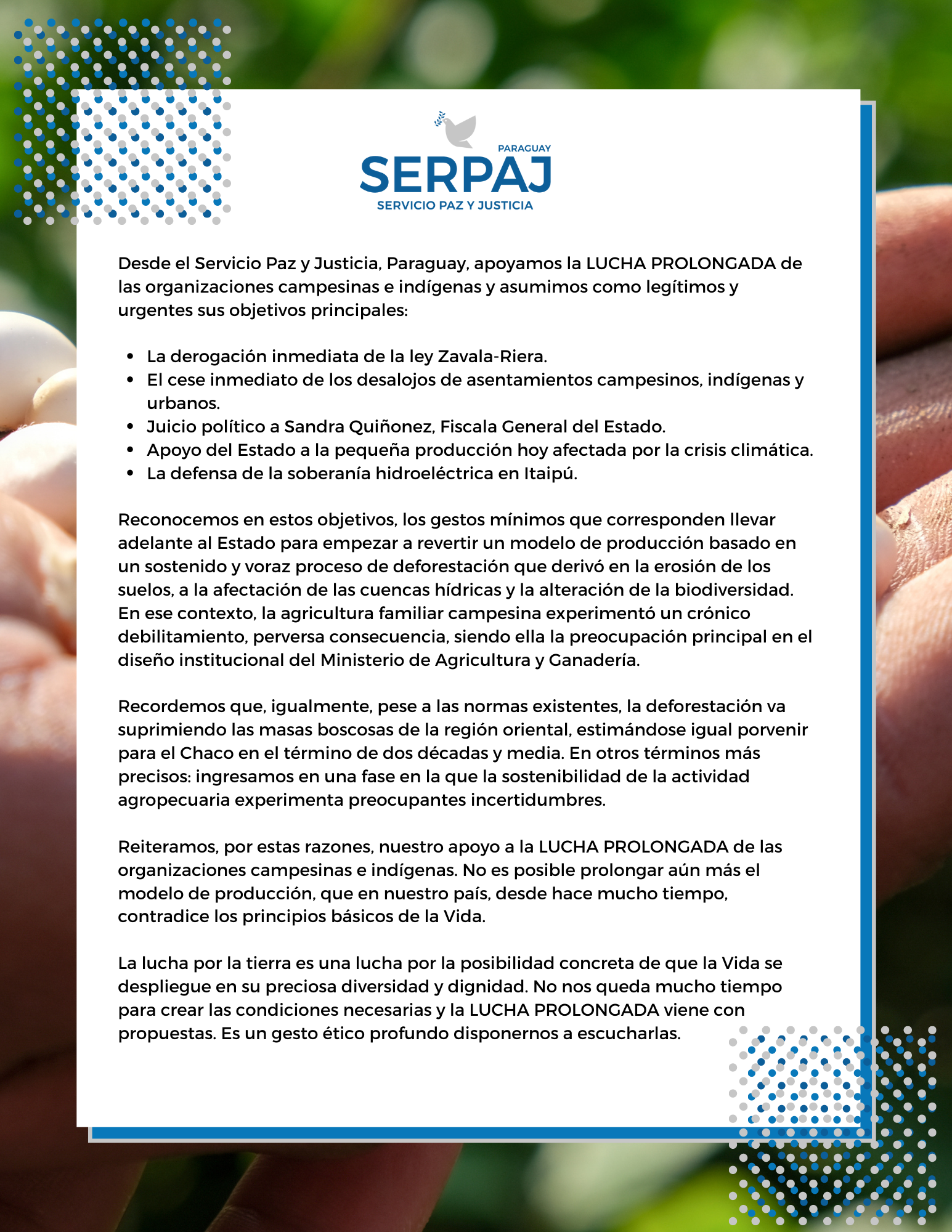 APOYAMOS LA LUCHA PROLONGADA